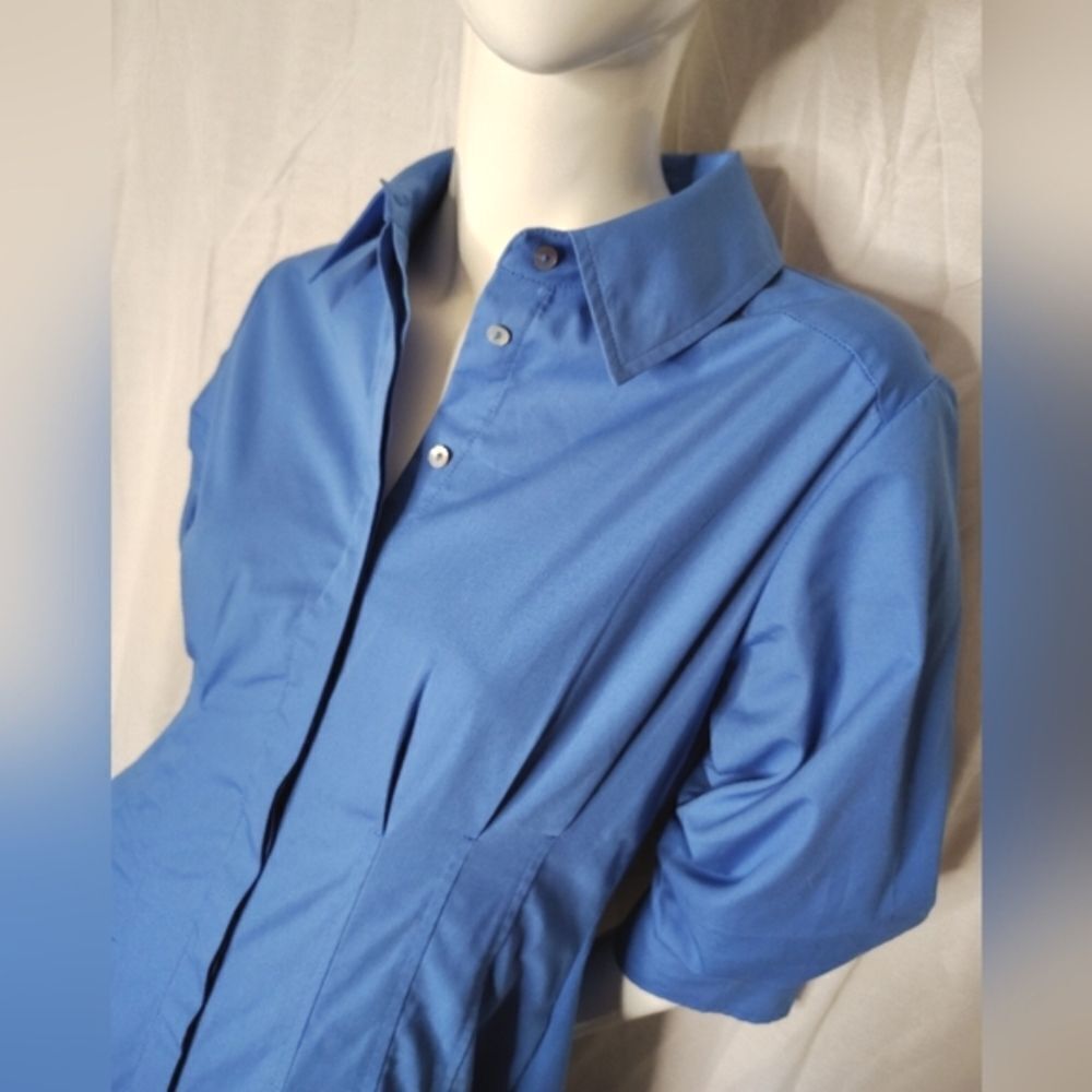 Elie Tahari Megan Markle Button Down French Blue Shirt  Midi Dress Sz 6 - Picture 5 of 16